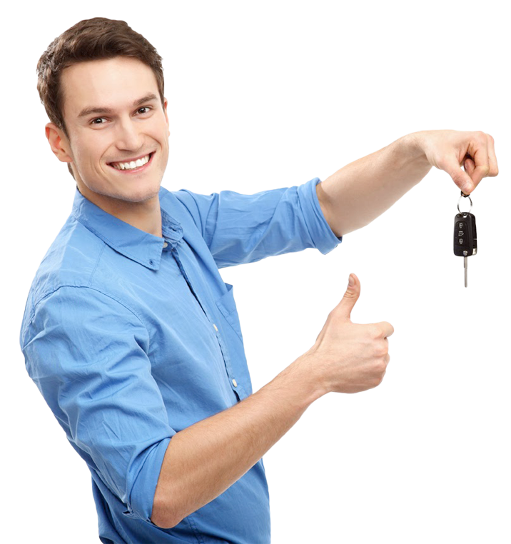 Young man holding car keys
